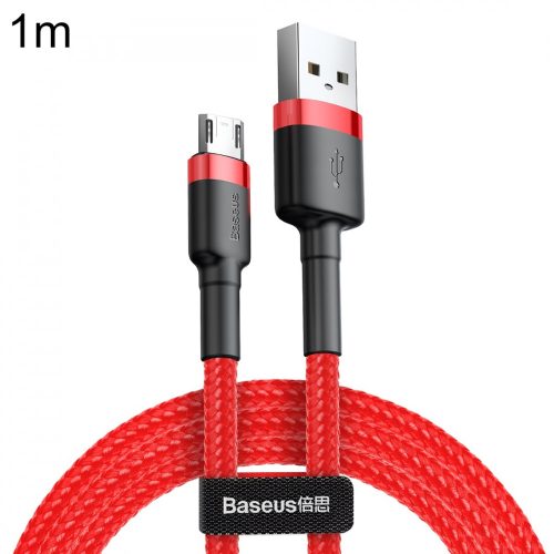 Kabel Baseus premium Micro USB - 1 metr, dwustronny, ładowanie 2,4 Ampera, osłona z kevlaru - czerwony