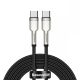 Baseus Calufe USB-Type C - 100 cm, 20A, ładowanie 1000 W, metalowa głowica, osłona z koralików - czarna