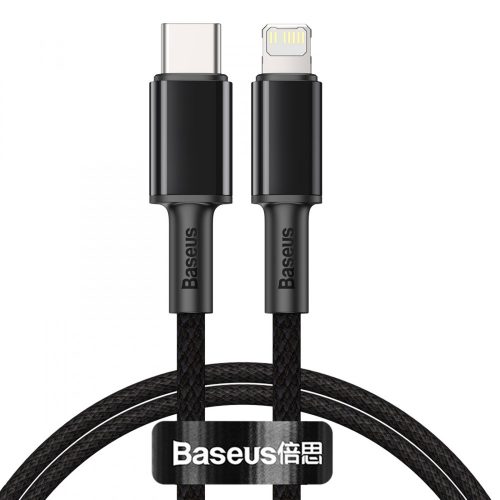 Kabel Baseus premium Type-C - na Lightning (Apple) - 1 metr, ładowanie 20W, osłona z kevlaru - czarny