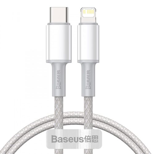Kabel Baseus premium Type-C - na Lightning (Apple) - 1 metr, ładowanie 20W, osłona z kevlaru - Biały