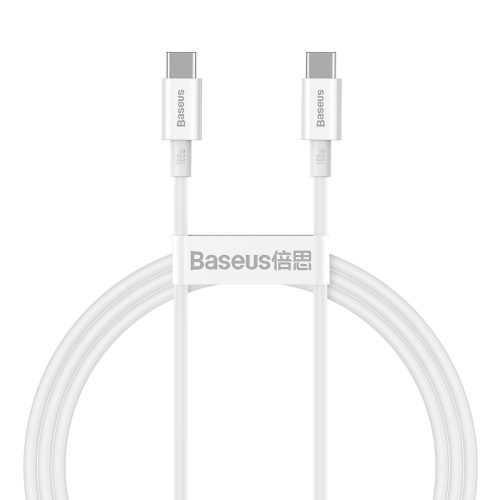 Baseus CATYS-B02 - 100W, kabel do szybkiego ładowania danych USB Type-C na USB Type-C, długość kabla: 1m - biały