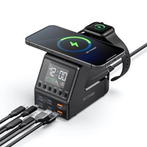   BlitzWolf® BW-FW10 – szybka ładowarka stacjonarna o mocy 240W i budzik, 6x ładowania USB (typ C i USB-A) + ładowanie bezprzewodowe