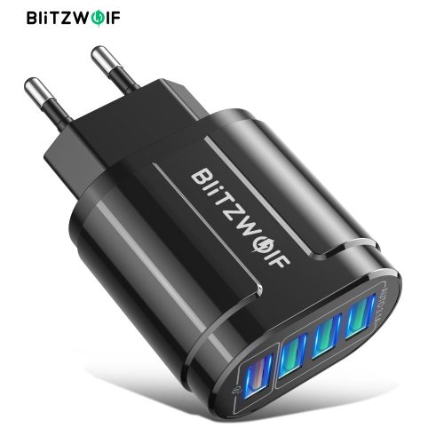 BlitzWolf® BK-385 - 4 porty USB-A, szybka ładowarka ścienna 48W - do szybkiego ładowania telefonów z systemem Android i Apple