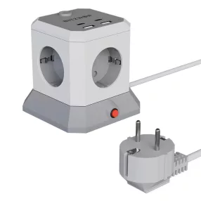   BlitzWolf® BW-EC1 - Ładowarka stacjonarna i rozdzielacz zasilania: 4x 230 V + 2x porty ładowania USB-A i 2x USB-C