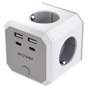   BlitzWolf® BW-EC2 - Ładowarka i rozdzielacz USB montowany na ścianie: 4x 230 V + 2x porty ładowania USB-A i 2x USB-C