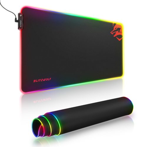 Blitzwolf BW-MP1 - Wodoodporna, podświetlana RGB, antypoślizgowa podkładka pod mysz z 10 różnymi efektami świetlnymi, rozmiar: 800x400x5
