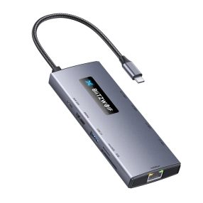   BlitzWolf BW-NEW-TH8 USB Hub 10 w 1: 1x HDMI 4K@60HZ, 5x USB 3.0, 1x RJ45, Power Delivery: 100 W, czytnik kart SD/TF