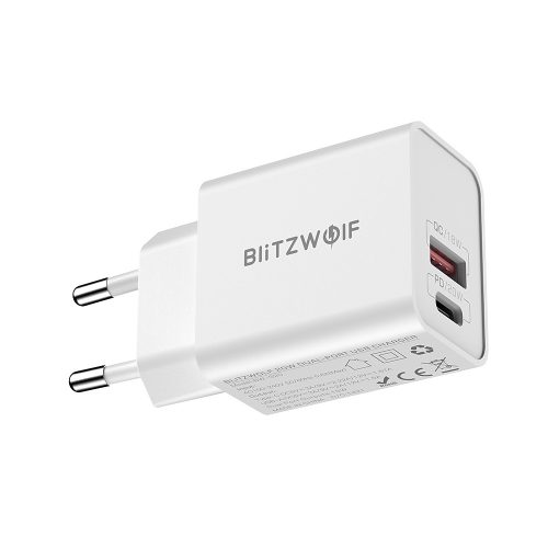 Szybka ładowarka USB BlitzWolf® BW-S20 20W -2 porty (QC3.0 + PD3.0) Szybka ładowarka USB - szybkie ładowanie, wielowarstwowa ochrona