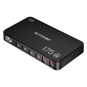   Szybka ładowarka biurkowa USB Blitzwolf® BW-i100 GaN 120 W, 5 portów USB (3x szybka ładowarka PD3.0 100 W + 2 porty USB-A 18 W)
