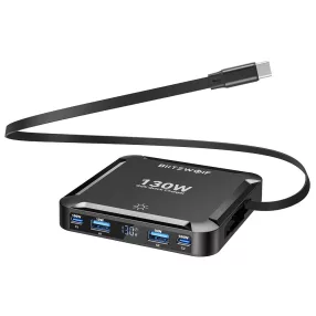   BlitzWolf® BW-S32 - 130 W, stacja szybkiego ładowania stacjonarnego PD z 5 portami (2xUSB-C + 3xUSB-A) i wyświetlaczem cyfrowym