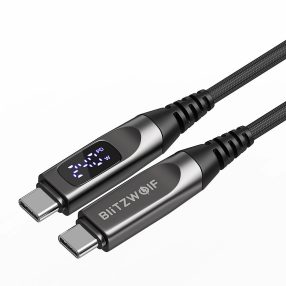   Kabel USB Type-C do Type-C - BlitzWolf® BW-TC25 – 1,2 metra długości, wyświetlacz LED, moc ładowania PD3.1 240W