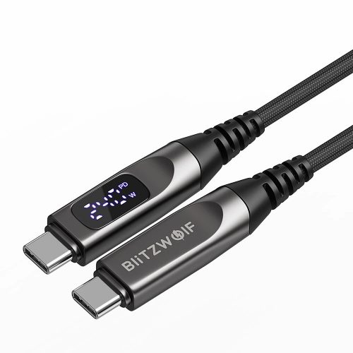Kabel USB Type-C do Type-C - BlitzWolf® BW-TC25 – 1,2 metra długości, wyświetlacz LED, moc ładowania PD3.1 240W
