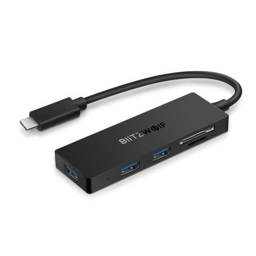 USB C elosztó és kártya olvasó - BlitzWolf® BW-TH4 - SD/TF kártyaolvasó + 3x USB3.0 port