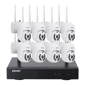   ESCAM WNK718 - 8 metalowe obudowy, zewnętrzny system kamer kopułkowych IP WiFi: 1080P, kolor noktowizor, detekcja ruchu, dwukierunkowy dźwięk, IP66