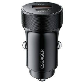   ESSAGER® ES-CC24 PD 30W - aluminiowa ładowarka samochodowa. USB-A + 1x USB Type-C, inteligentny chip 