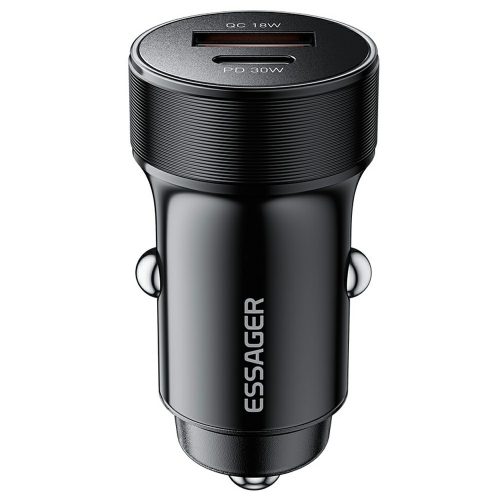 ESSAGER® ES-CC24 PD 30W - aluminiowa ładowarka samochodowa. USB-A + 1x USB Type-C, inteligentny chip 