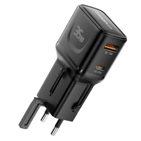   ESSAGER® G535 – ładowarka podróżna GaN 35 W z wtyczką ścienną CN/US + EU + UK + AUS. Do systemów Android, Apple i Windows