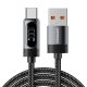 ESSAGER ES-X64 – 1 metry, Type-A - Type-C USB kabel . Wyświetlacz cyfrowy, ładowanie 100 W, etui z perłowej tkaniny.