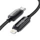 ESSAGER ES-X57 – 1 metr, Type-C – Lightning, kabel USB. Wyświetlacz cyfrowy, ładowanie 29 W, etui z perłowej tkaniny.
