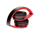 HiGi D-422 - słuchawki Bluetooth 5.0 - czas działania 10 godzin, głośnik 40mm, wbudowany mikrofon, złącze BT + 3.5 Jack - czarno-czerwone