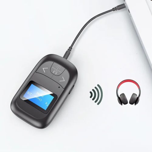HiGi® T14 - Wyświetlacz LED Bluetooth 5.0 Audio Odbiornik i adapter nadajnika w jednym + mikrofon (2 na 1) 6 godzin baterii, mały rozmiar