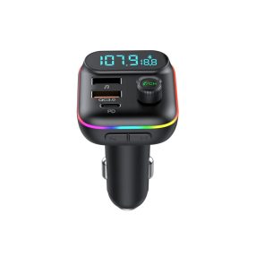   HiGi® - Zapalniczka T70 Nadajnik FM i szybka ładowarka samochodowa USB: 1x USB Type-C + 1x USB-A