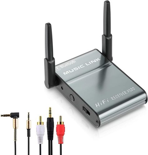 HiGi® X600 - odbiornik Bluetooth V5.0, metalowa obudowa - zasięg 50m, wyjście Jack 3.5, wbudowany mikrofon, 30 godzin pracy na baterii