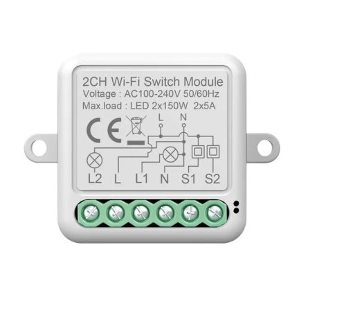 RSH® SB02 WiFi - 1-kierunkowy przełącznik SMART - Kontrola aplikacji, synchronizacja czasu, instrukcje głosowe. Integracja Amazon Echo, Google Home i IFTTT