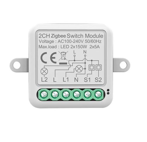 RSH® SB02 ZigBee - 2-kierunkowy przełącznik SMART - Kontrola aplikacji, synchronizacja czasu, instrukcje głosowe. Integracja Amazon Echo, Google Home i IFTTT