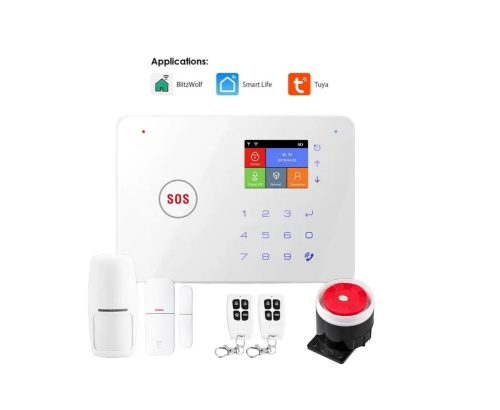 Zestaw alarmowy RSH® SK03 Smart Home z kontrolą aplikacji - GSM + WiFi, bateria, 2 czujniki, obsługa dodatkowych urządzeń 433 MHz