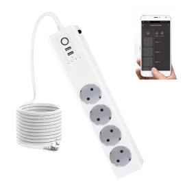   RSH® WT012-EU - SMART inteligentna listwa zasilająca: 4x oddzielnie sterowane gniazda + 2x ładowarka USB