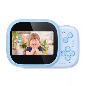   Searysky CM-01 - aparat dla dzieci i drukarka natychmiastowa w jednym: duży wyświetlacz, 1080P, filtry itp. - niebieski