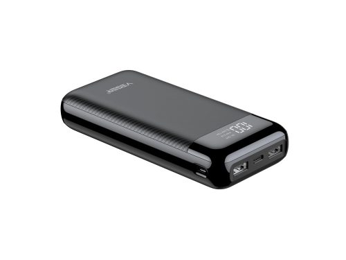 Veger L21 - Powerbank o pojemności 20000 mAh - Wskaźnik ładowania LED, 4 porty ładowania - Czarny