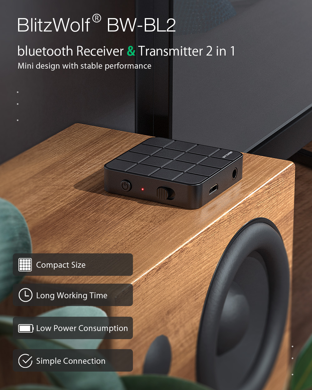 Blitzwolf BW-BL2 bluetooth receiver and transmitter